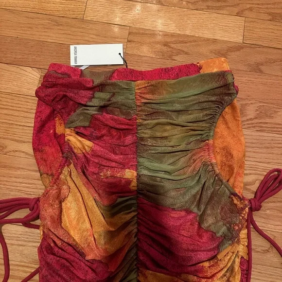 Vibrant Multicolor Ruched Skirt - Picture 4 of 5